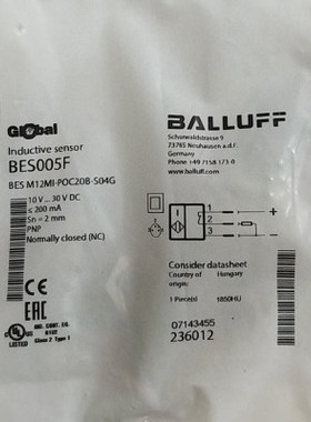 原装BALLUFF巴鲁夫传感器BES005F M12MI-POC20B-S04G BES005F