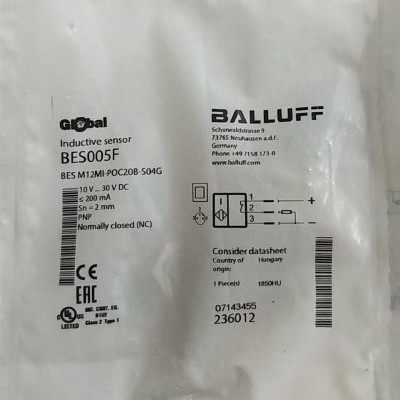 原装BALLUFF巴鲁夫传感器BES005F M12MI-POC20B-S04G BES005F