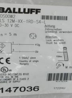 原装BALLUFF巴鲁夫传感器BLS 12M-XX-1RD-S4-L  BOS00W2接近开关