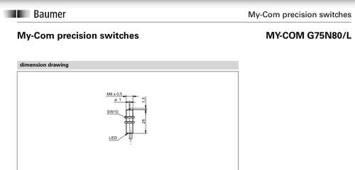 现货MY-COM G75N80/L 10258550 原装Baumer 堡盟接近开关传感器