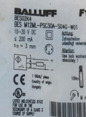原装BALLUFF巴鲁夫传感器BES M12ML-PSC30A-S04G-W01接近开关