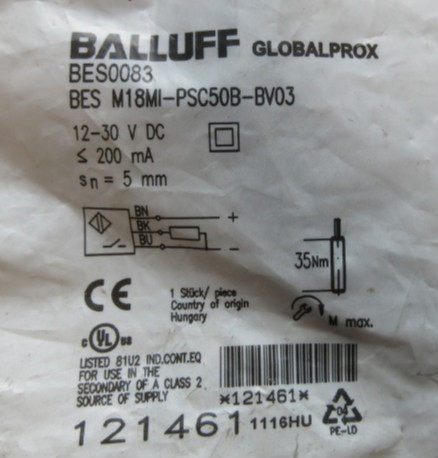 原装BALLUFF巴鲁夫传感器BES0083 BES M18MI-PSC50B-BV03接近开关
