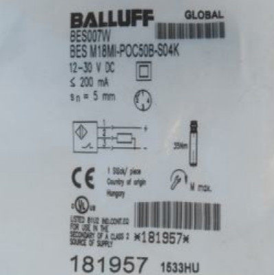 原装BALLUFF巴鲁夫传感器BES M18MI-POC50B-S04K BES007W接近开关
