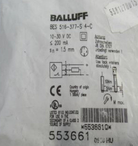 原装BALLUFF巴鲁夫传感器BES 516-377-S4-C 553661接近开关