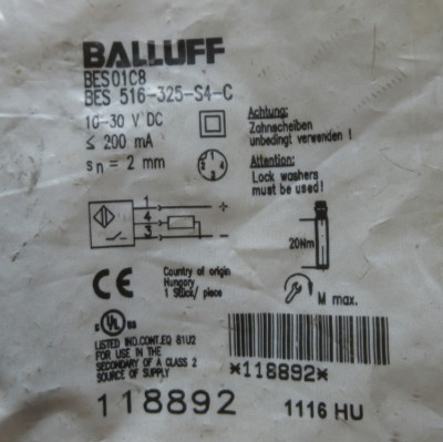 现货原装BALLUFF巴鲁夫传感器BES01C8  BES 516-325-S4-C接近开关