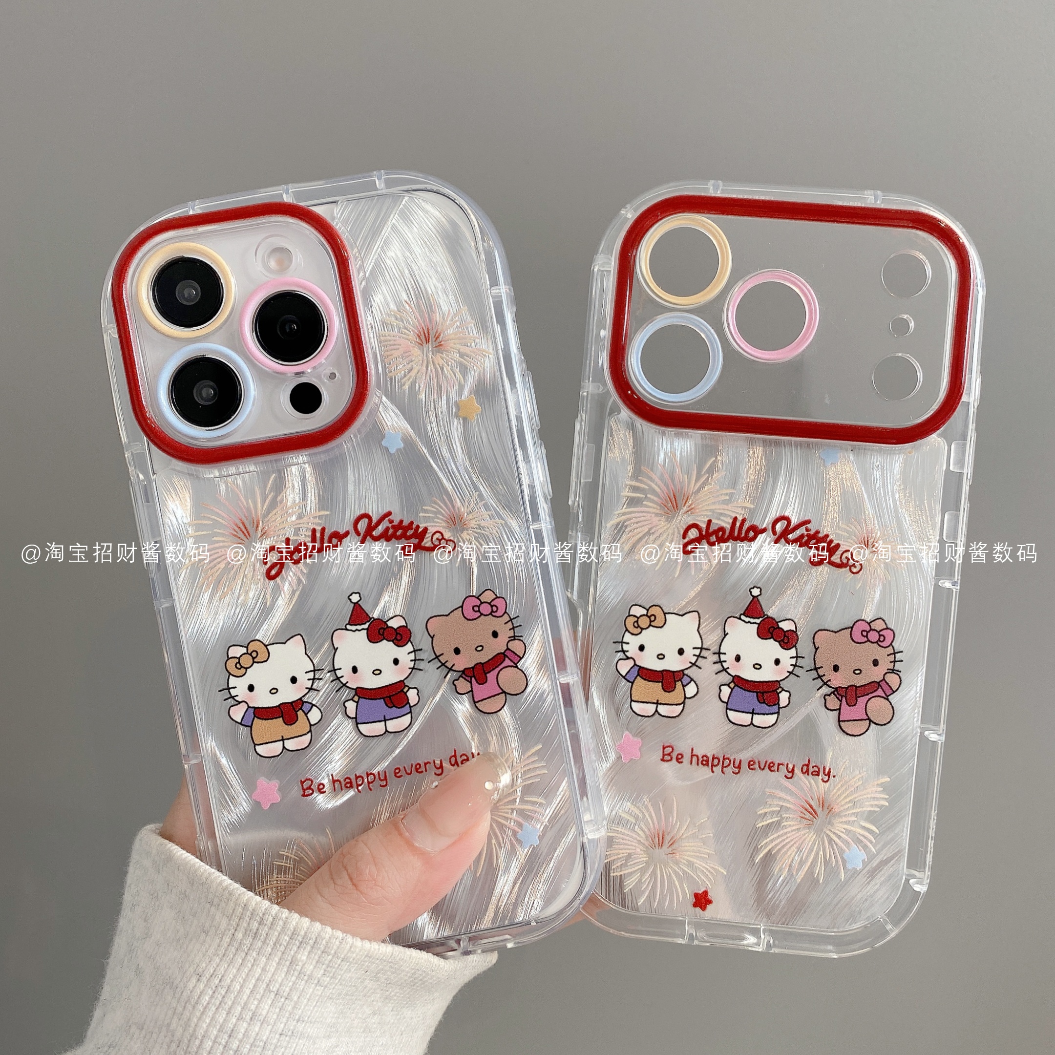烟花KT可爱潮泡芙羽纱适用iphone17pro手机壳苹果16pro/15/14/13/12保护套华为mate60pro/70荣耀vivo小米oppo