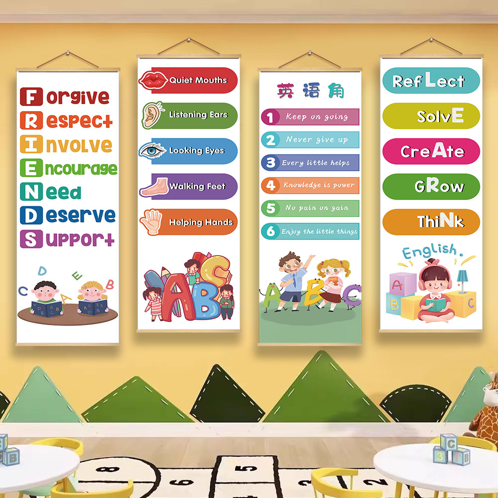 英语教室氛围布置悬挂画环创装饰国际学校英文角机构班级文化海报