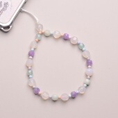 天然白玛瑙紫水晶手机链女串珠阿拉善彩虹石森系防丢耐用手机挂绳