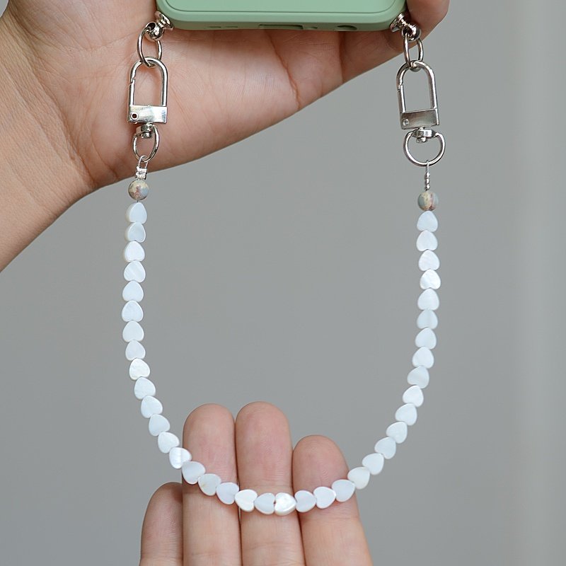 甜美天然贝壳心形手机链挂绳挂件女款包钥匙扣吊坠双扣头手机配饰,3C数码配件,手机挂件/手机链,淘宝优惠券,粉丝福利购,淘宝优惠卷