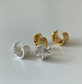 weloveeva acc韩国饰品 冷淡风不规则圆形耳圈耳钉耳环925