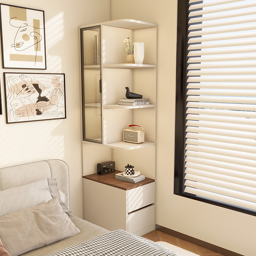 实木奶油风家用卧室床头柜边柜