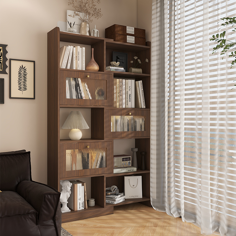 实木书橱组合书柜转角复古