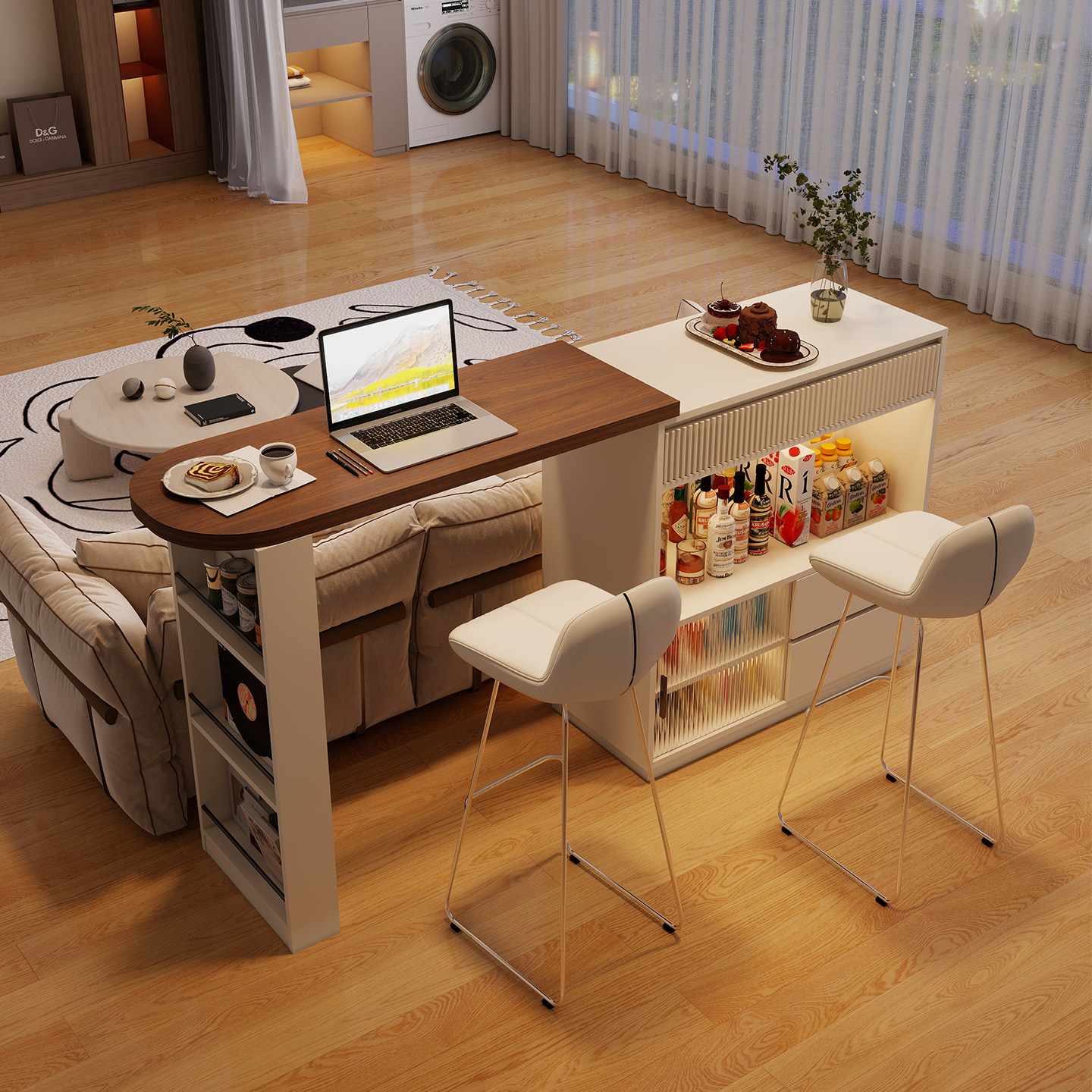 实木中古吧台餐边柜一体柜可伸缩客厅隔断沙发边柜落地茶水柜置物,住宅家具,吧台,淘宝优惠券,粉丝福利购,淘宝优惠卷