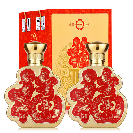 福酒53度纯粮食原浆酒500ml*2瓶装礼盒装清香型高度白酒整箱