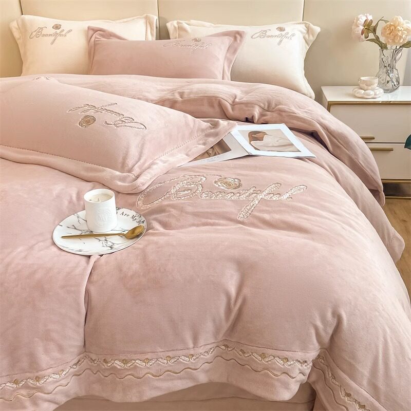 A类冬季加厚婴儿绒四件套双面牛奶绒床单被套珊瑚绒保暖床上用品4