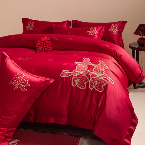 小红书爆款推荐大红色婚庆四件套