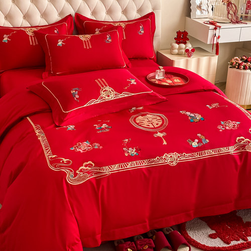 中式百子图结婚四件套高端奢华