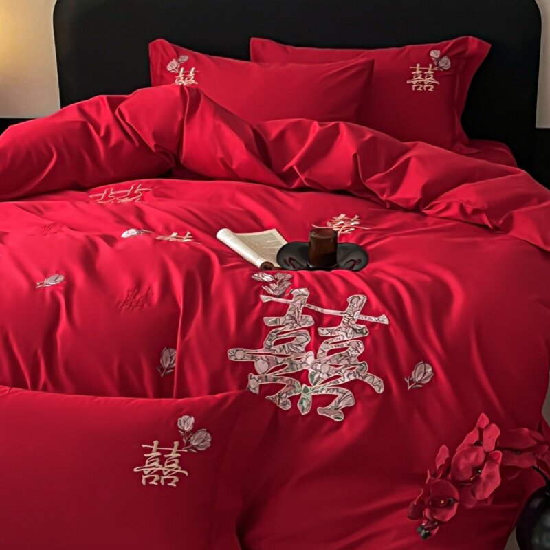 小红书爆款推荐不掉色婚庆四件套