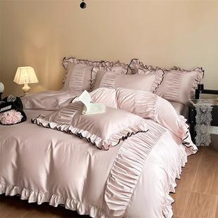 法式浪漫公主风全棉四件套纯棉少女心床单被套儿童床上用品三件套