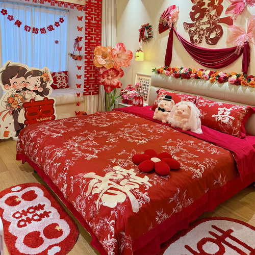 小红书爆款推荐不掉色结婚四件套