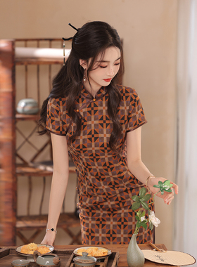 古着旗袍2024年新款女夏季改良版连衣裙文艺复古高端成熟大气3099