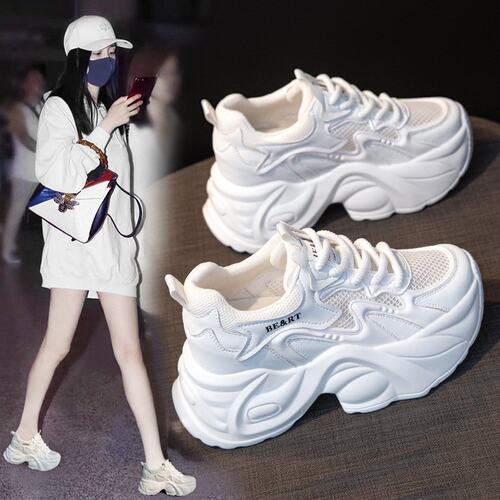 厚底老爹鞋女2026春季新款矮个子透网休闲松糕鞋内增高显瘦女C-03