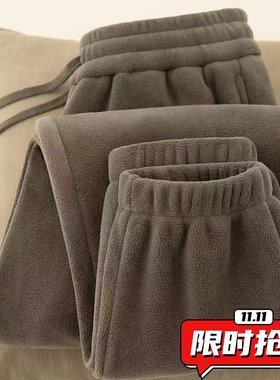 双面摇粒绒裤子男外穿束脚卫裤加绒加厚新款抓绒冬季保暖运动ER29