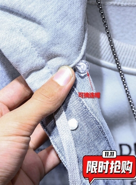 新款男士休闲上衣夹克2025春季 美式潮流水洗可拆连帽牛仔外ER54