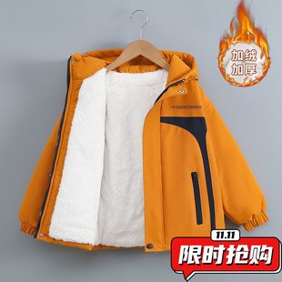 ER18 大童棉服夹棉冲锋衣儿童冬装 男童加绒加厚外套秋冬季 2025新款