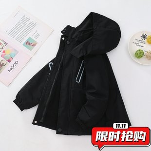 男童风衣外套秋冬款 儿童防风防水冲锋衣三合一户外服宝宝加绒ER23