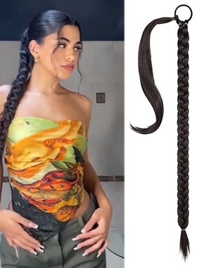 Fashion long braids beauty Cos ponytail ins 欧美接发辫子马尾