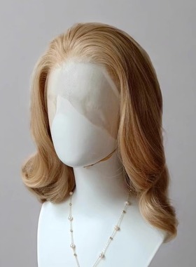 金棕色【手勾cos假发】13×4大蕾丝Cos表演短卷假发 做发型 wigs