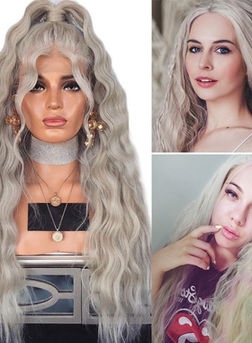 Ins front lace long curly hair Cosplay wig girls 小红书假发