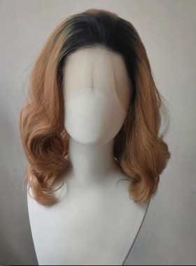 【手勾cos假发】13×4大蕾丝Cos表演 欧美男主 黑色底棕色 短卷发