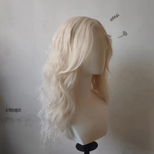 13×4象牙白Cos表演 男女表演直播卷发 手勾cos假发 八字刘海