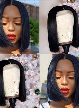 100% human hair nature wig 4*4蕾丝 1B short bobo wigs 12A