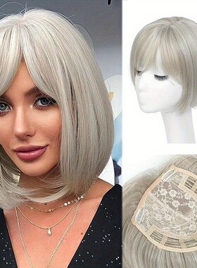 逼真-简单-好用-假发片 欧美风齐刘海补发片 发夹接发片 BOBO短发