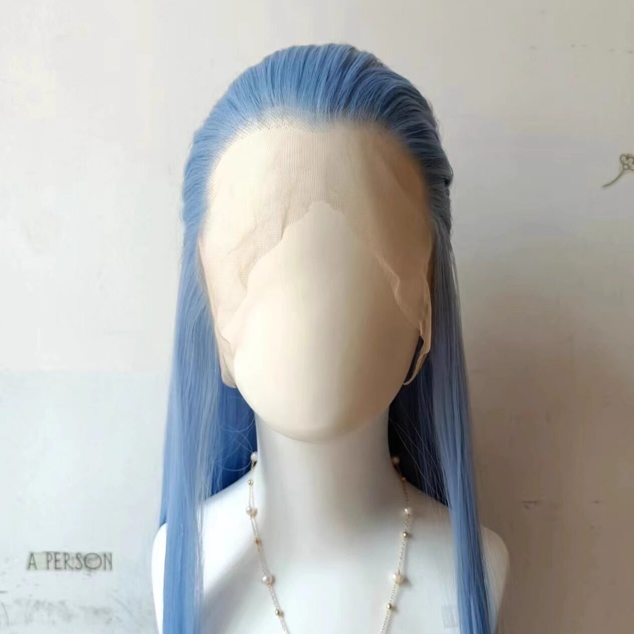 蓝色美人尖三尖假发13×4