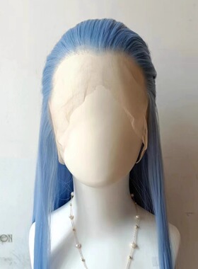 蓝色美人尖 三尖假发【手勾cos假发】13×4 古装动漫主角长直发