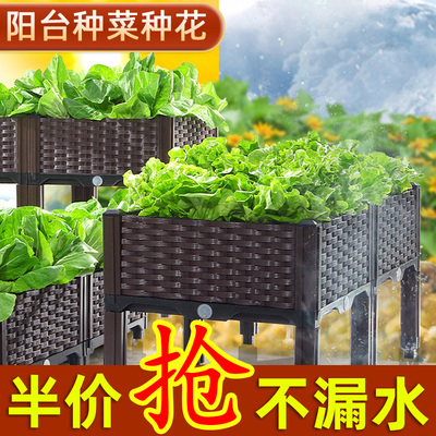 花箱户外室外种植箱阳台种菜专用蔬菜塑料花盆长方形种菜盆特大号