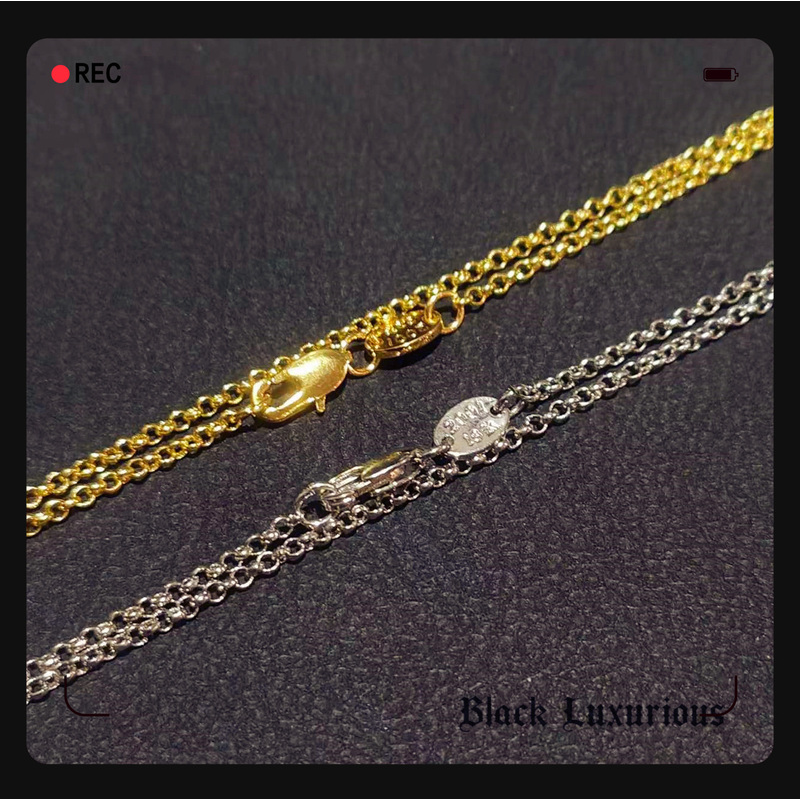 Black Luxurious电镀22K18K白黄金色刻字2MM珍珠O型项链配链