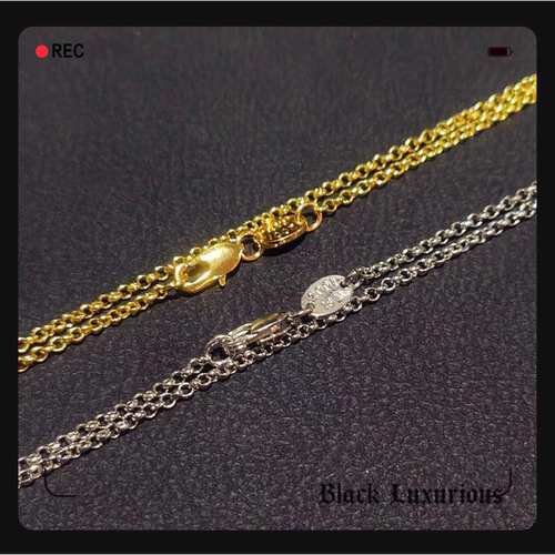 Black Luxurious电镀22K18K白黄金色刻字2MM珍珠O型项链配链