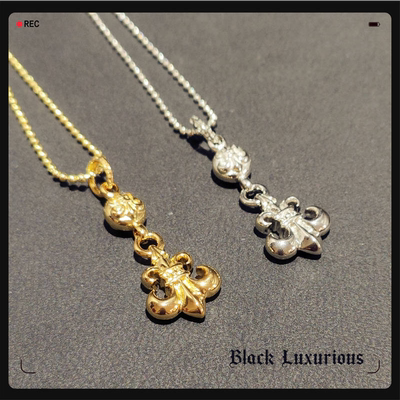 Black Luxurious电镀22K18K风格球型十字架童军花经典项链