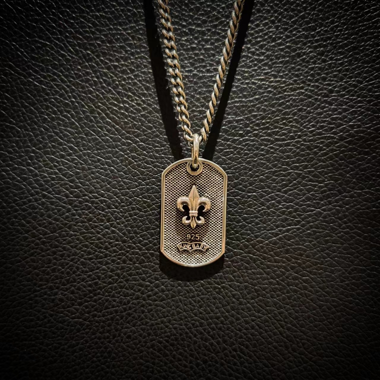 925纯银rockage经典款kb童军花军牌狗牌吊牌做旧欧美风个性项链