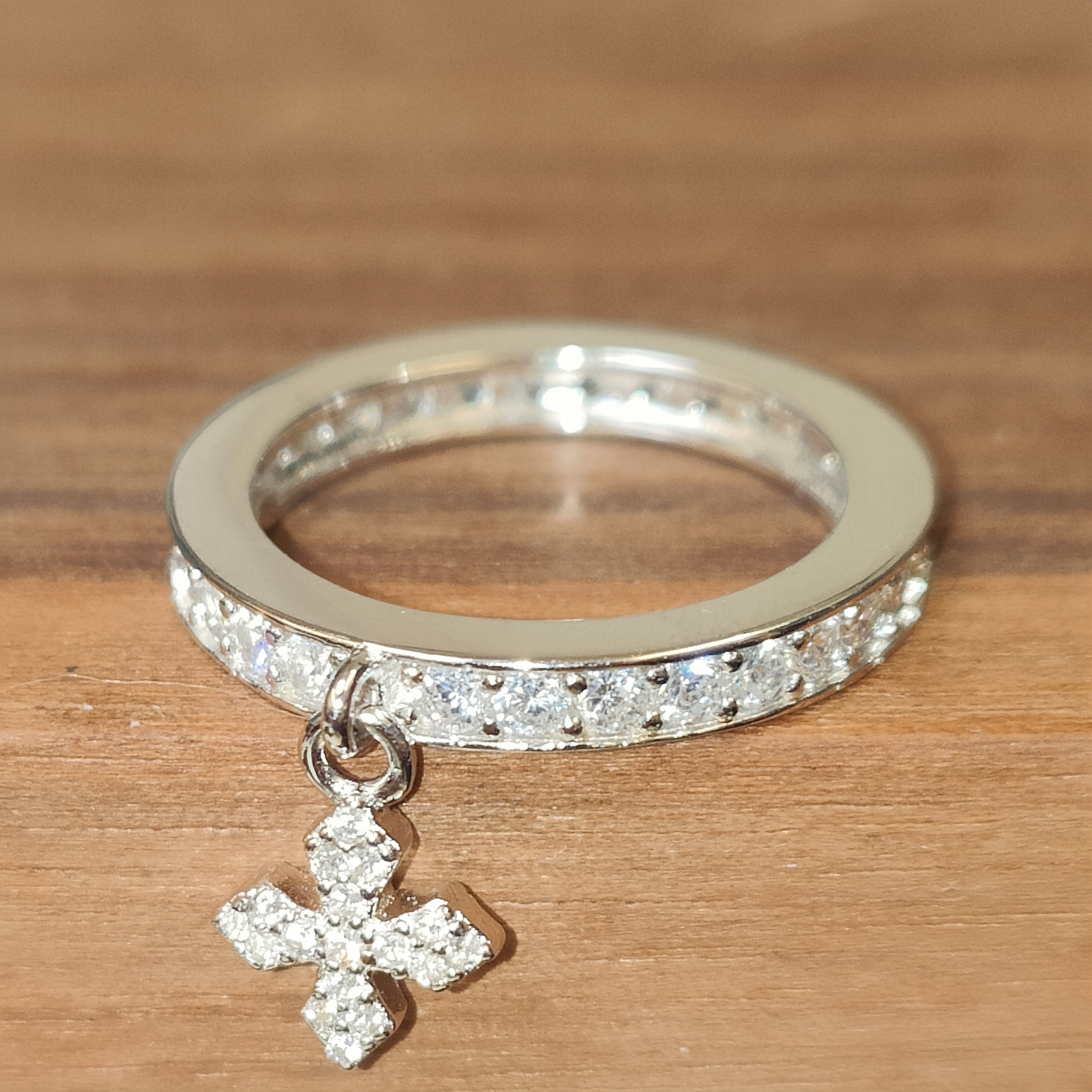 925银女神十字架镶钻情侣戒指