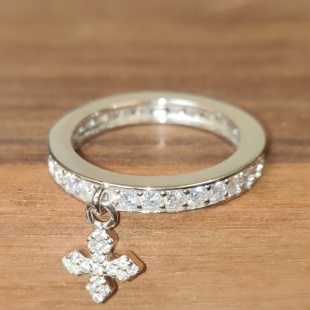 ROCKAGE纯银S925欧美风格 镶钻十字架坠超闪女神男神网红情侣戒指