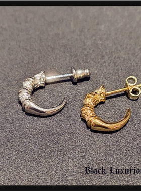 Black Luxurious电镀22K18K925纯银针风格简约鹰爪朋克耳环耳钉