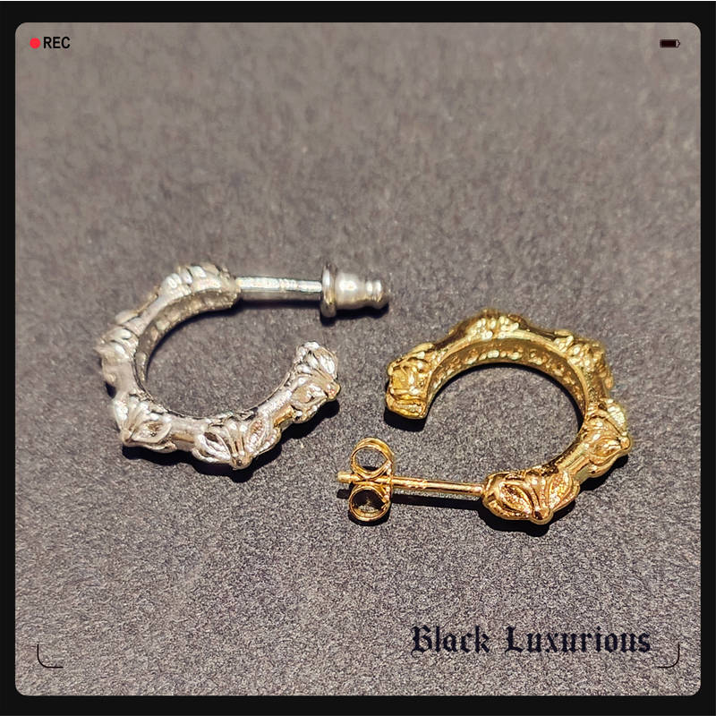 Black Luxurious电镀22K18K925纯银针多十字架花朋克耳环耳钉