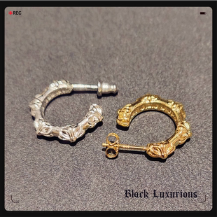 Black Luxurious电镀22K18K925纯银针多十字架花朋克耳环耳钉
