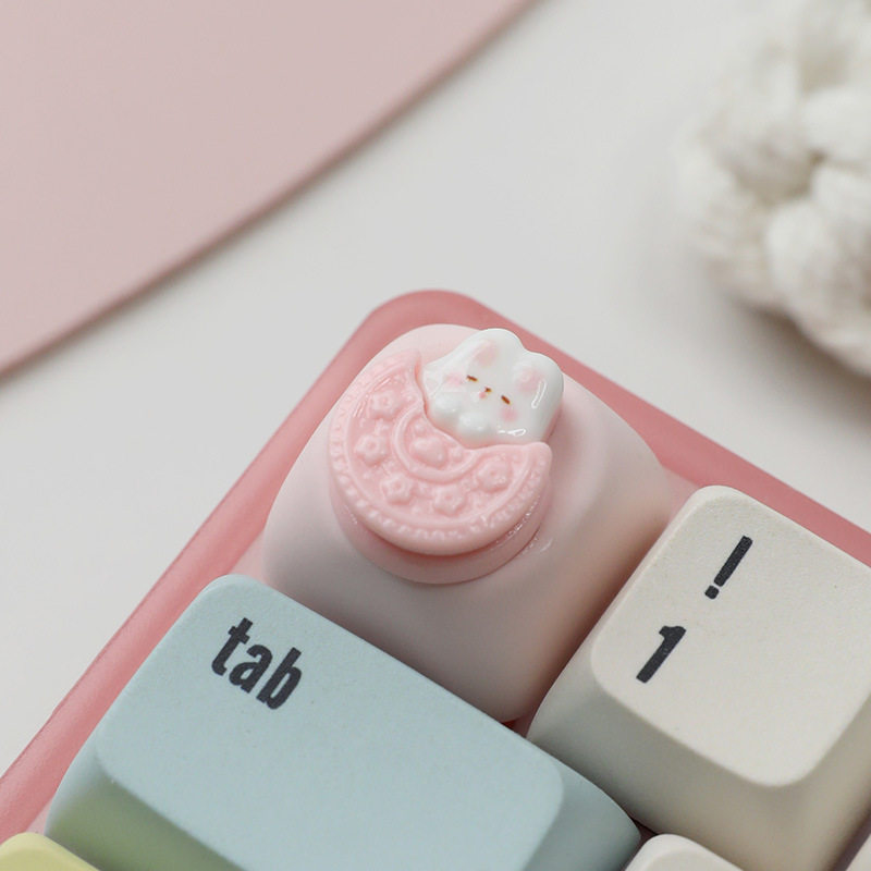 MOA迷你小兔棒棒糖键帽创意手工树脂机械键盘帽可爱个性化帽